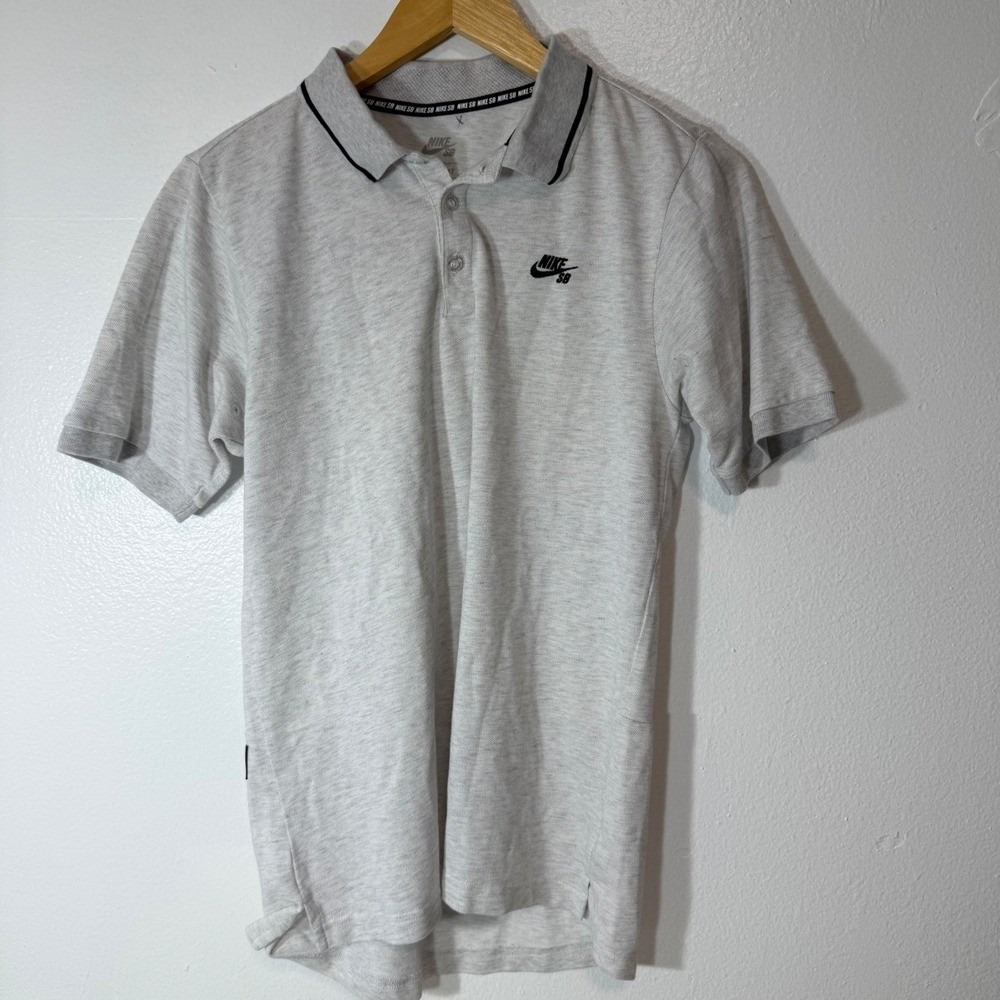 Nike SB Dri-FIT Polo Shirt Mens Small Grey Heather Tipped Collar 829532-063
